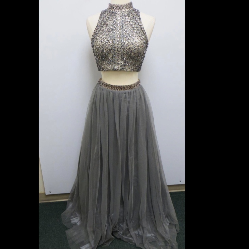 Stunning Blondie Nites Grey Rhinestone 2 PC Junior's Dress Size 7
